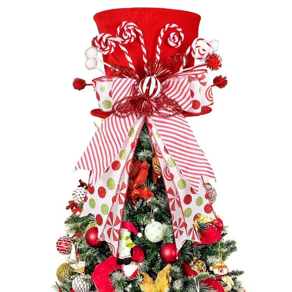 Unique Decor Christmas Tree Topper Christmas Celebration Cheerful Decoration Cute Bow Ribbons Easy Assembly Design