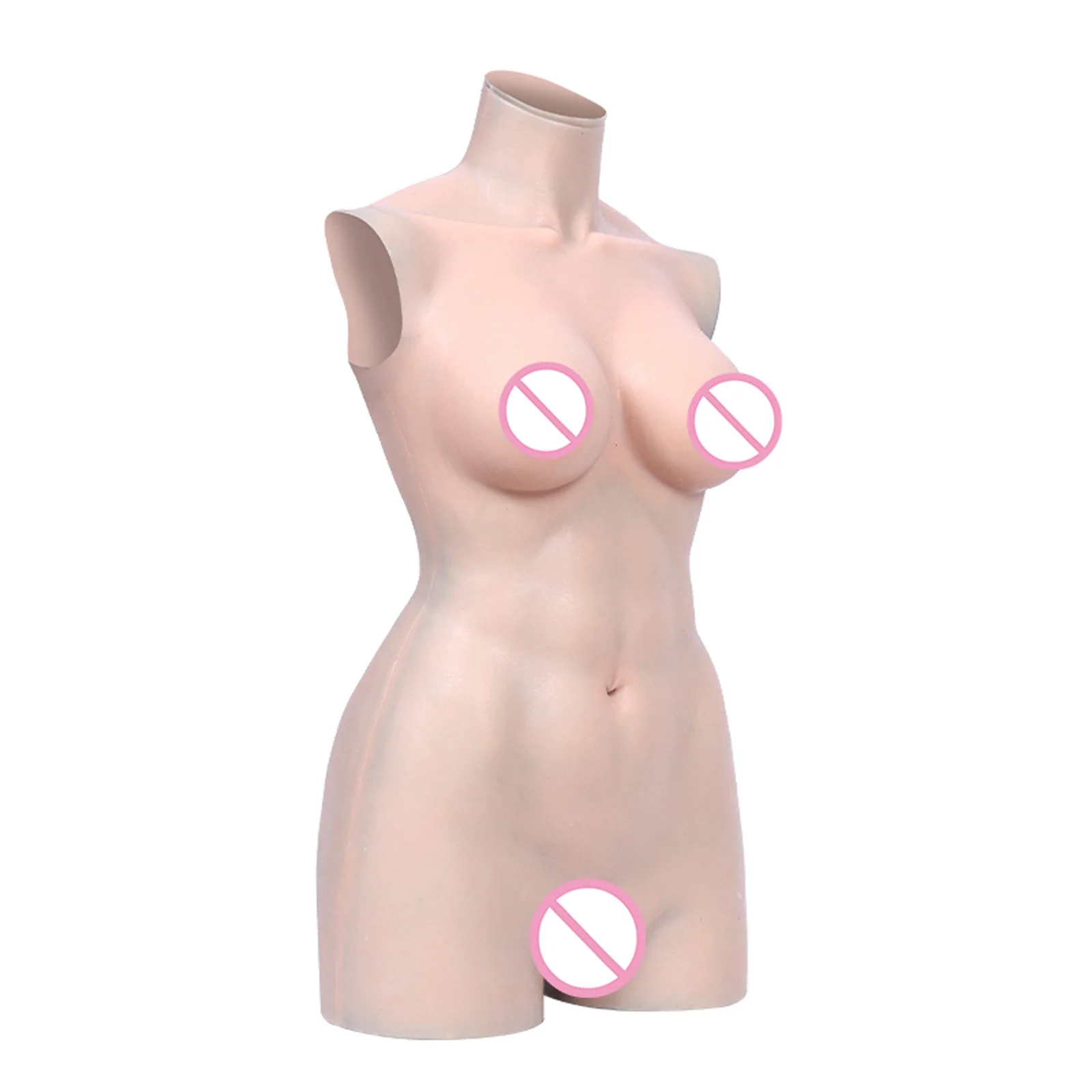 Roanyer Silicone C Cup Bodysuit Short Version with Hollow-out Back Costumse for Crossdresser Party Disguise Cosplay
