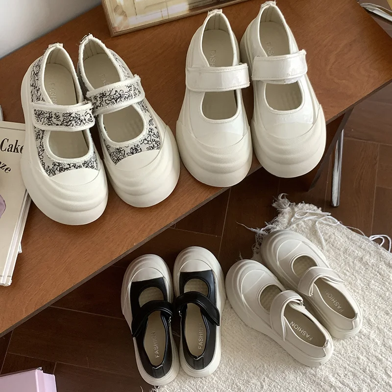 

Женские кроссовки на плоской подошве, узкие кроссовки на платформе, маленькие криперы, новая летняя обувь Мэри Джейн на липучке, женские туфли, 2024