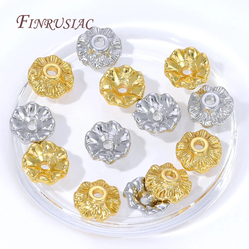 10/20 Stück 18K vergoldete Messing-Perlenkappen, Blumen-Perlenkappen für Schmuckherstellung, DIY-Halsketten- und Armband-Zubehör – Detail 31