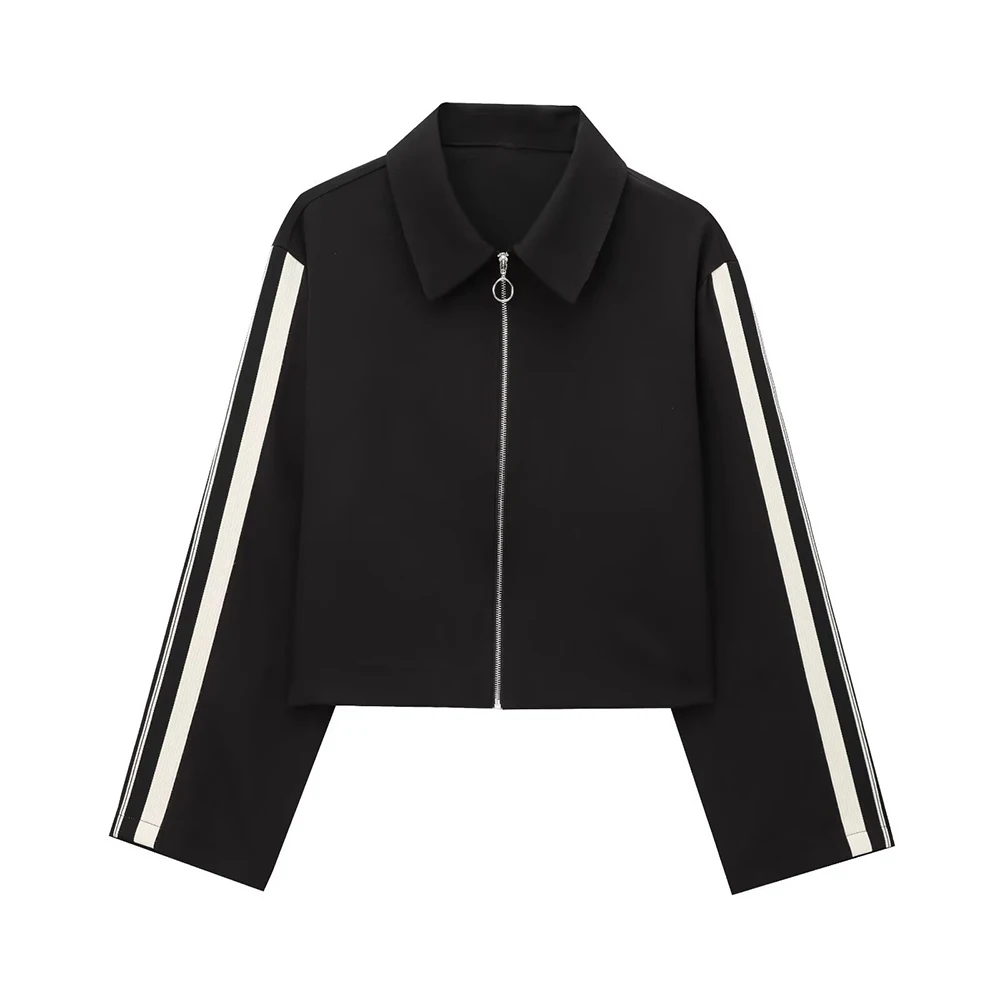 

Трансграничная европейская и американская мода Aliexpress Популярная куртка в боковую полоску + комплект широких брюк в полоску по бокам