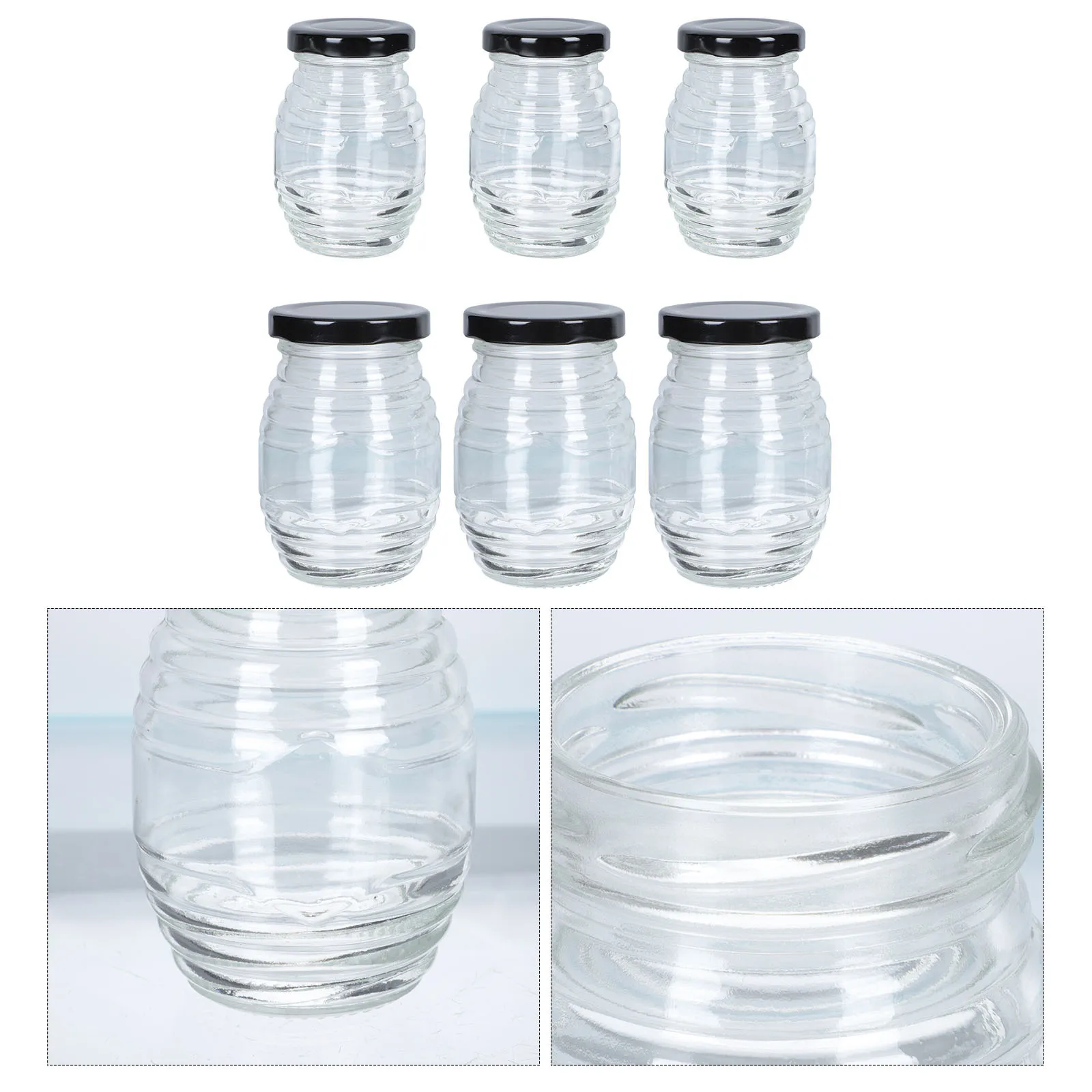 6 قطعة زجاجات تخزين الختم الزجاجي الشفاف مادة البورون العالية زجاجة ملولبة الجسم العملي صلصة بهار المطبخ