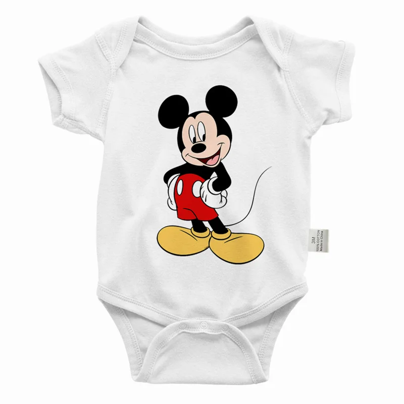 Disney Micky Mouse Baby Bodysuits Infant Cotton Short Sleeve Rompers Newborn Body Baby Boys Girls Onesies