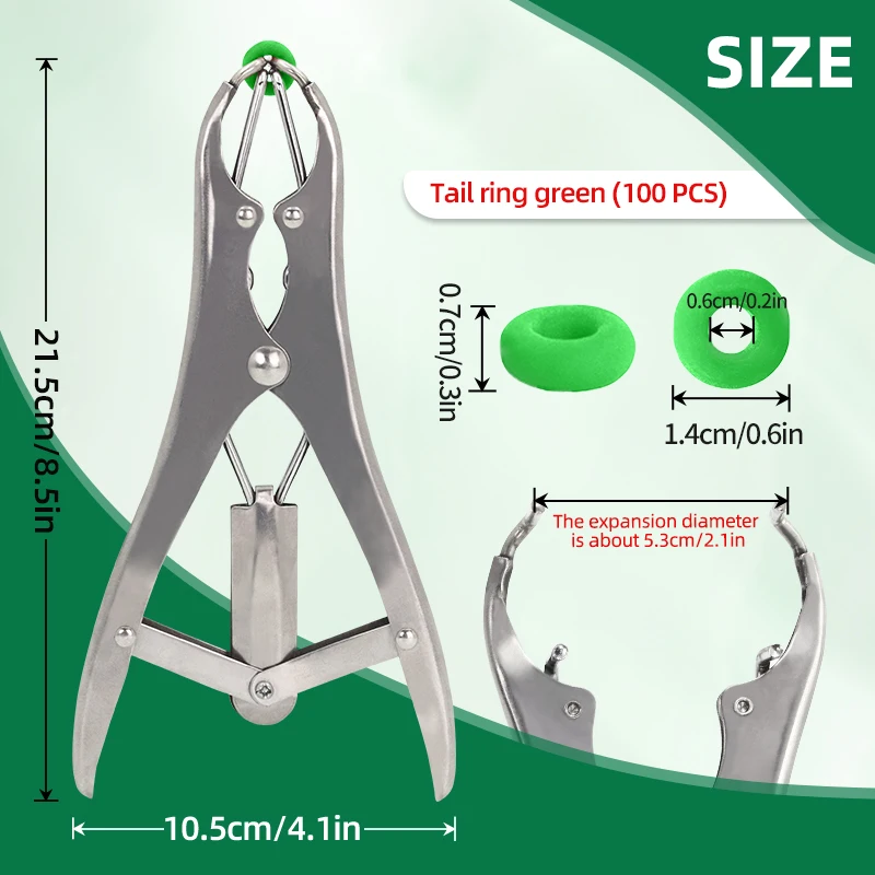 Stainless Steel Sheep Broken Tail Castration Forceps Expansion Clamp Elasticity Rubber Castration Rings Farm Animal Bloodless