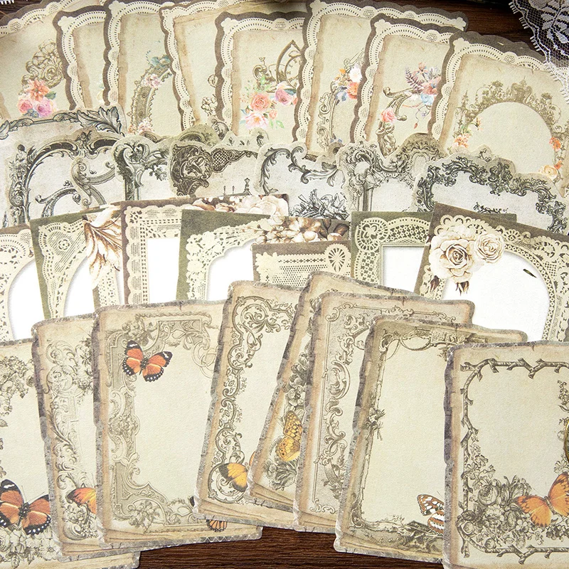 40Pcs Material Paper Moon Simple Retro Border pack Decoration Message Writing Handbooks Background Paper Scrapbook 13*9CM