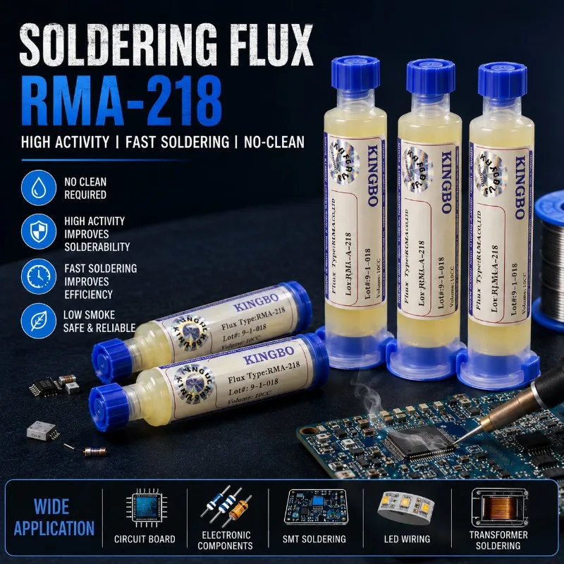

Kingbo RMA-218 Lead-Free Soldering Flux Paste No-Clean Welding Flux for SMD BGA PCB Repair Projects