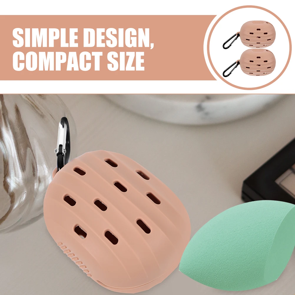 Caja de almacenamiento para esponjas de maquillaje, estuche de silicona para esponjas de polvo, soporte de viaje portátil para esponja de maquillaje, organizador compacto a prueba de polvo, 2 uds.