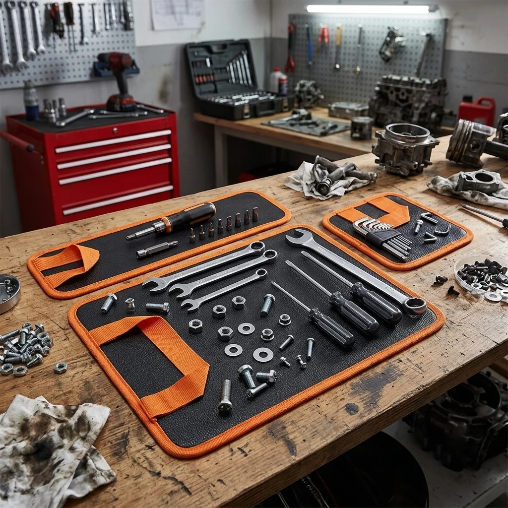 Strong Magnetic Tool Storage Pad, Double‑Sided Portable Anti-Scratch Soft Magnetic Mat for Screws, Nuts & Tools Auto Repair