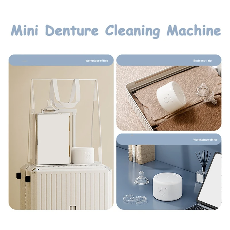 Portable Ultrasonic Retainer Cleaner Machine For Dentures Retainer Mouth Guard Aligner Whitening Trays Oral Supplies