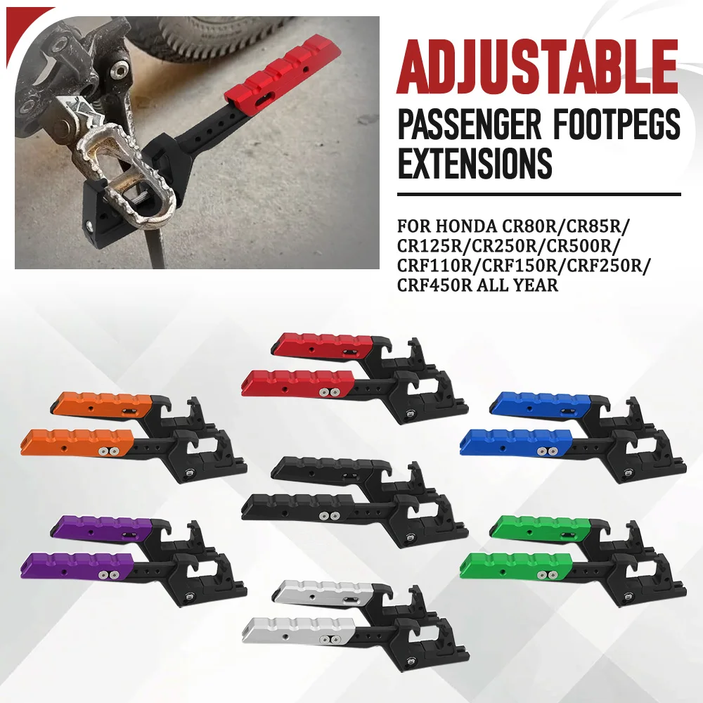 

For Honda CR80R/CR85R/CR125R/CR250R/CR500R/CRF110R/CRF150R/CRF250R/CRF450R All Year New Adjustable Passenger Footpegs Extensions