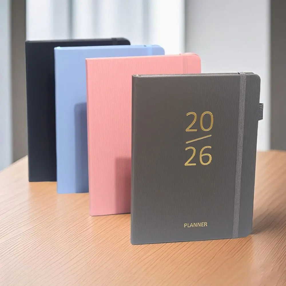 المحمولة A5 2026 مخطط بو الجلود بلون للقيام قائمة المفكرة مع التقويم DIY بها بنفسك موعد كتاب اللوازم المدرسية #2
