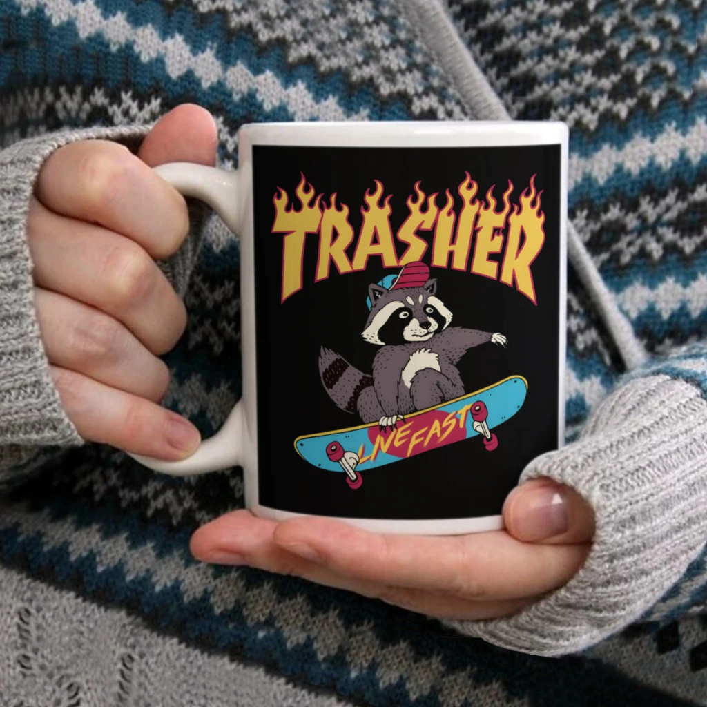 

Trasher!Coffee Mug Tea Cup 11oz Coffee Cup Funny Birthday Ceramic Mug Personalized Cup