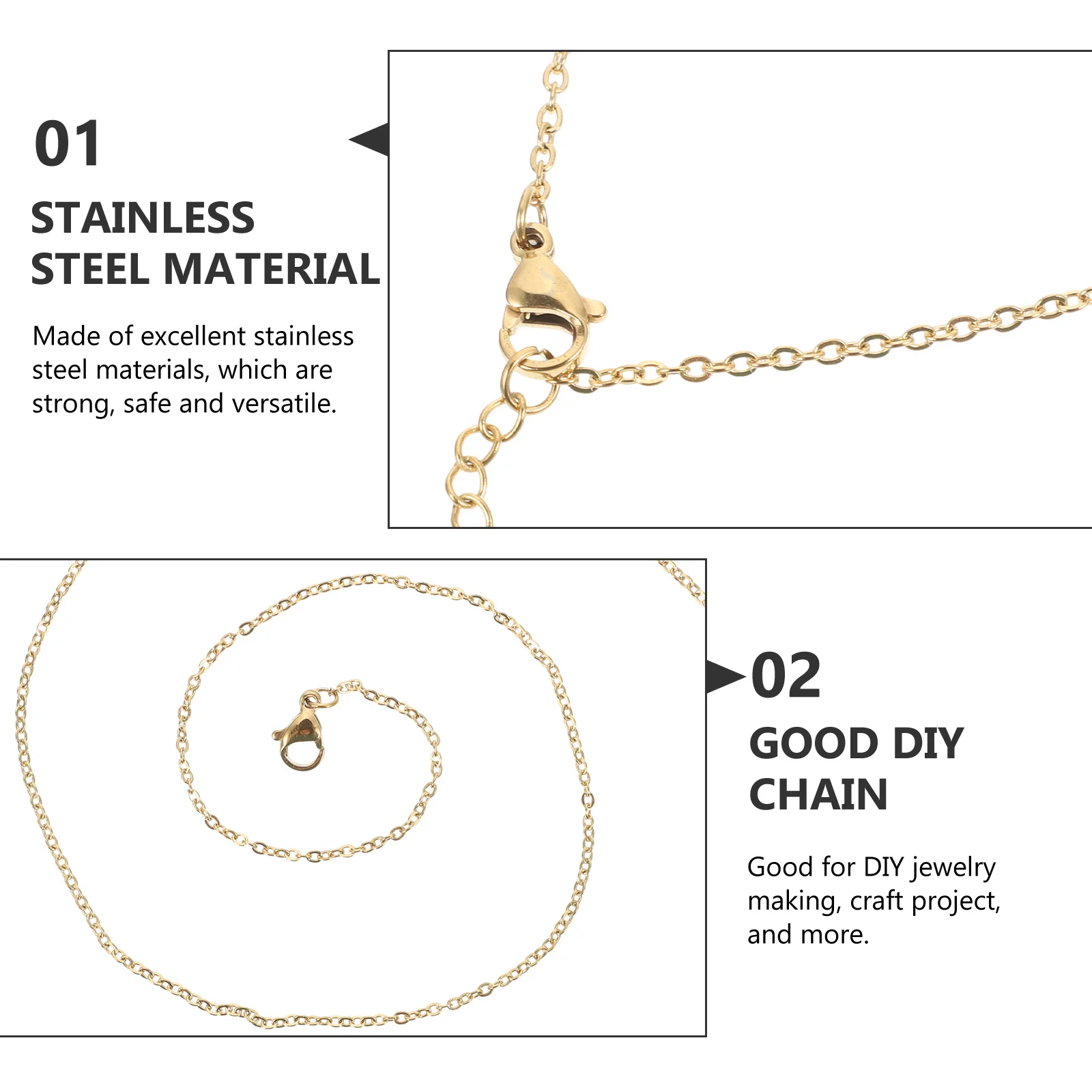 سلسلة تمديد ذهبية للقلادة من الفولاذ المقاوم للصدأ لتقوم بها بنفسك مستلزمات صناعة المجوهرات ربط سلسلة إكسسوارات نسائية