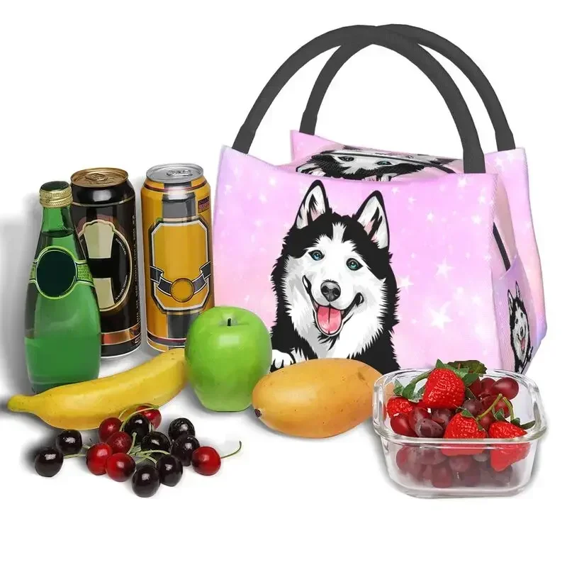 Custom Siberian Husky Lunch Bags Women Warm Cooler Insulated Lunch Boxes for Office Travel lunch bags for men