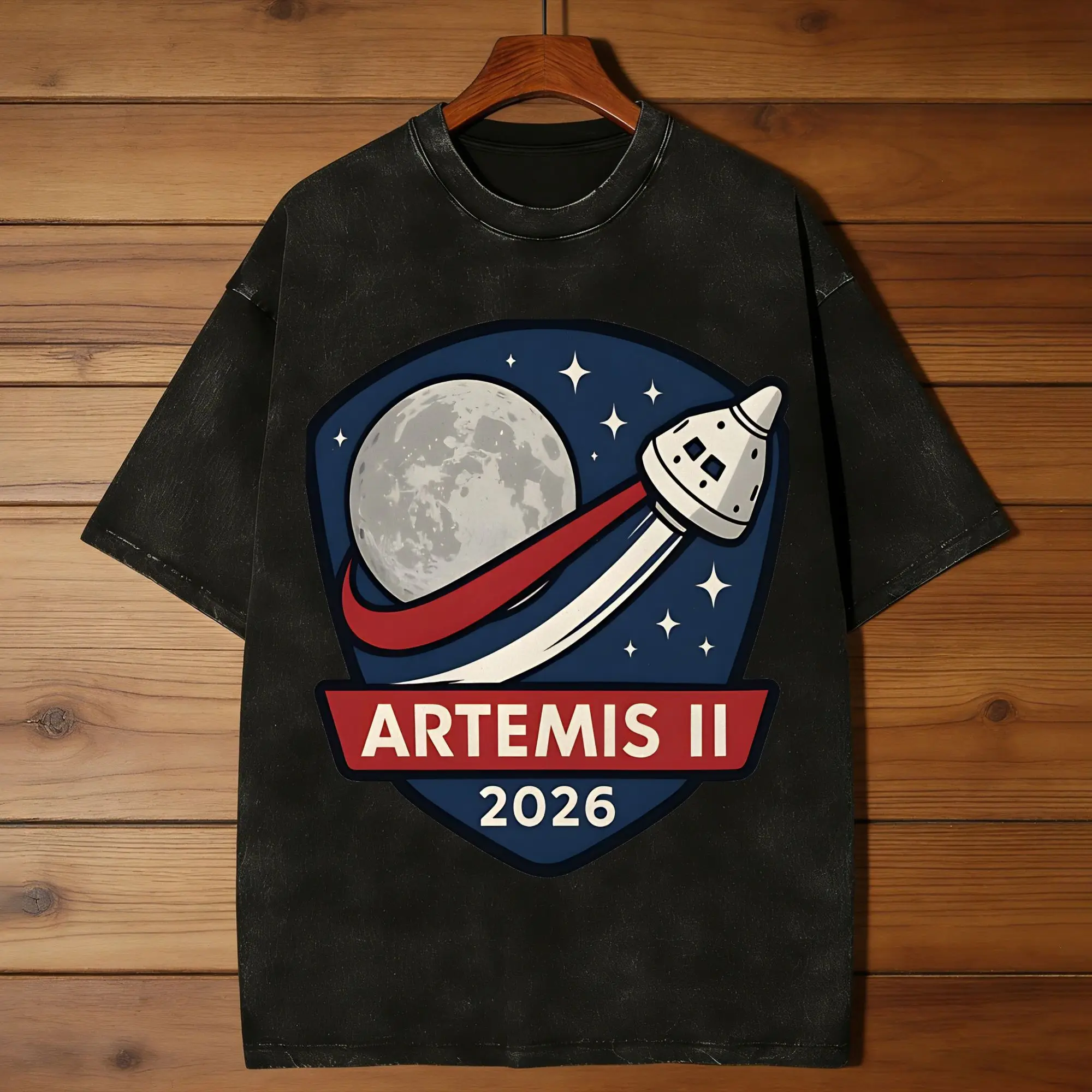 Artemis II 2026 Moon Mission Patch T Shirts  Tees Summer Street Style Short-Sleeve T Shirt O-Neck Popular Casual Tshirt Cheap