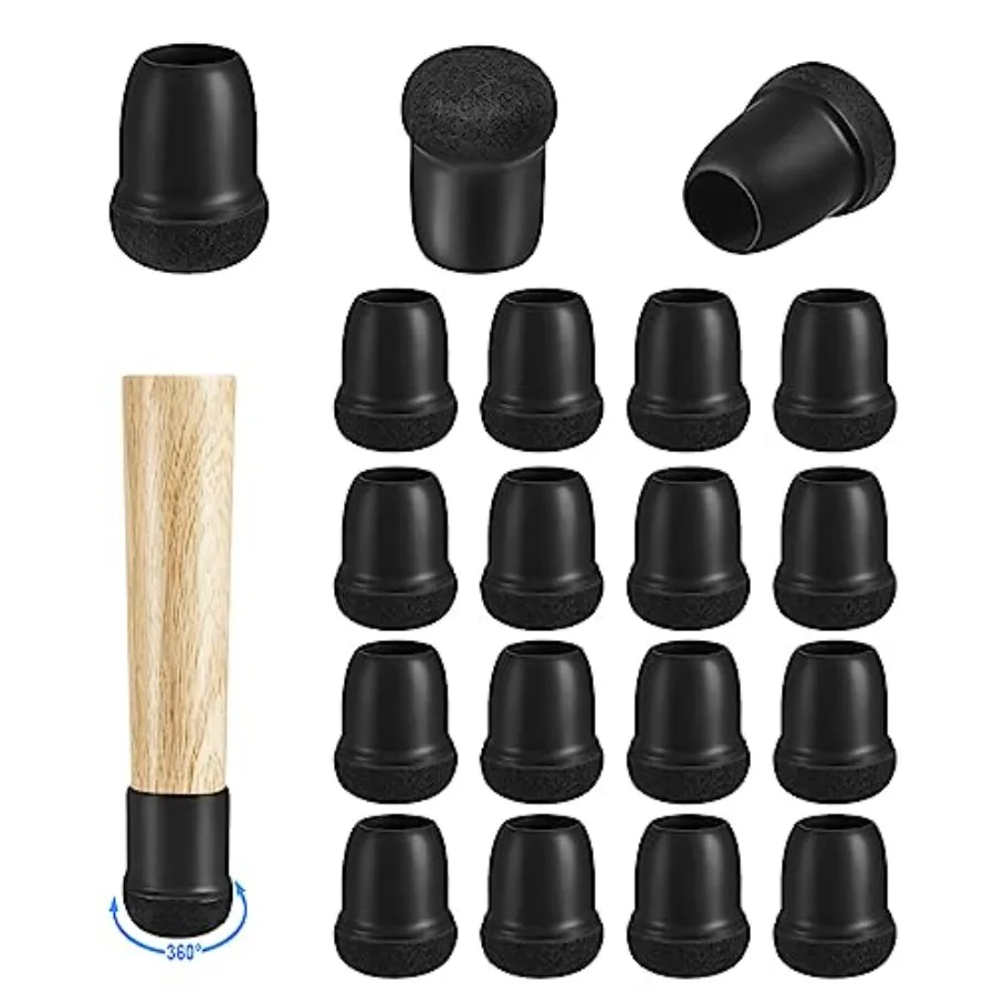 

16 Pack Chair Leg Floor Protectors for Hardwood Floors, Round Rubber Furniture Sliders, 360°Felt Pad Bottom Wrapped Thickening