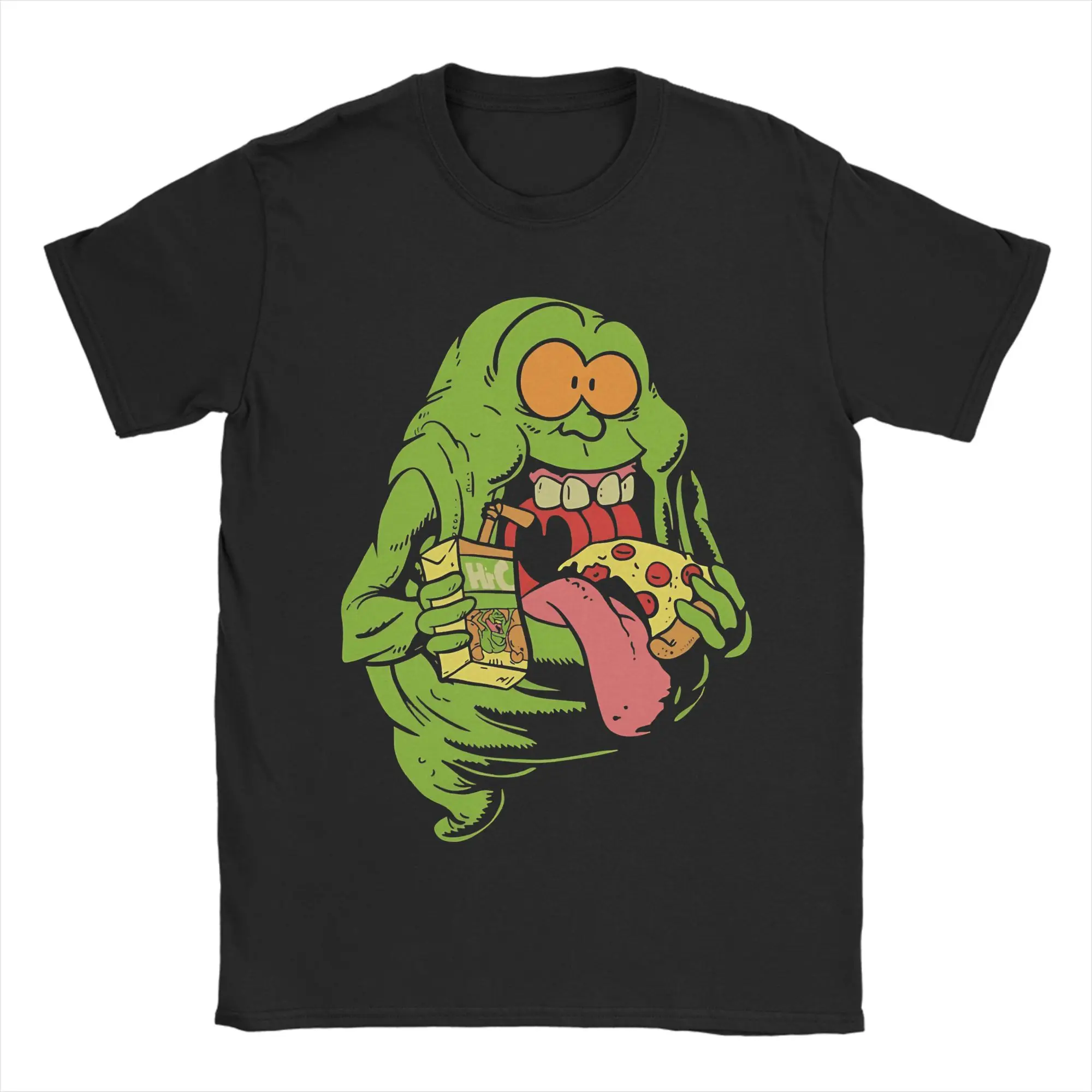 Ghostbusters Slimer Neon T-Shirt Beach  Hippie T Shirts Men's Cotton O Neck 4XL 5XL 6XL Top Tees Short Sleeve Streetwear Tshirt
