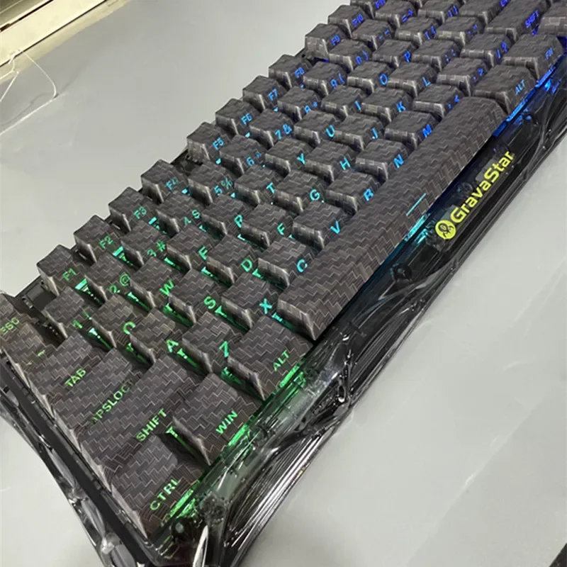 

Carbon fiber textured side engraved keycap PBT material Original height wooting60he Meijia Lion Succubus 87 keys