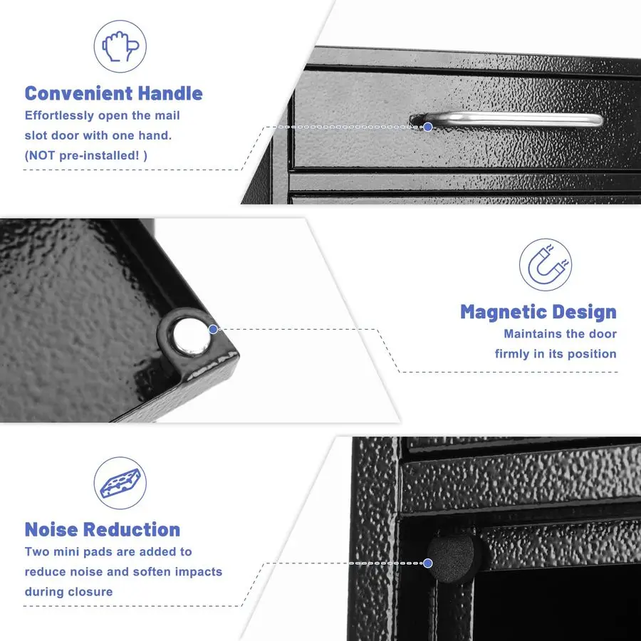 Kotak Surat Kombinasi Baja untuk Luar Ruangan, Kotak Surat Tempel Dinding dengan Kunci, Kotak Surat Pengaman dengan Kunci, Kotak Pengumpul Surat, 16.2T x 11.2L x