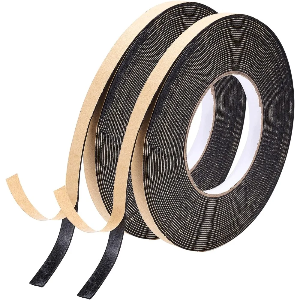 2 Rolls Total 65.6 Feet High Density Window Foam Strip 0.39Inch Width Single-Sided Adhesive EVA Seal Foam Strip Soundproofing