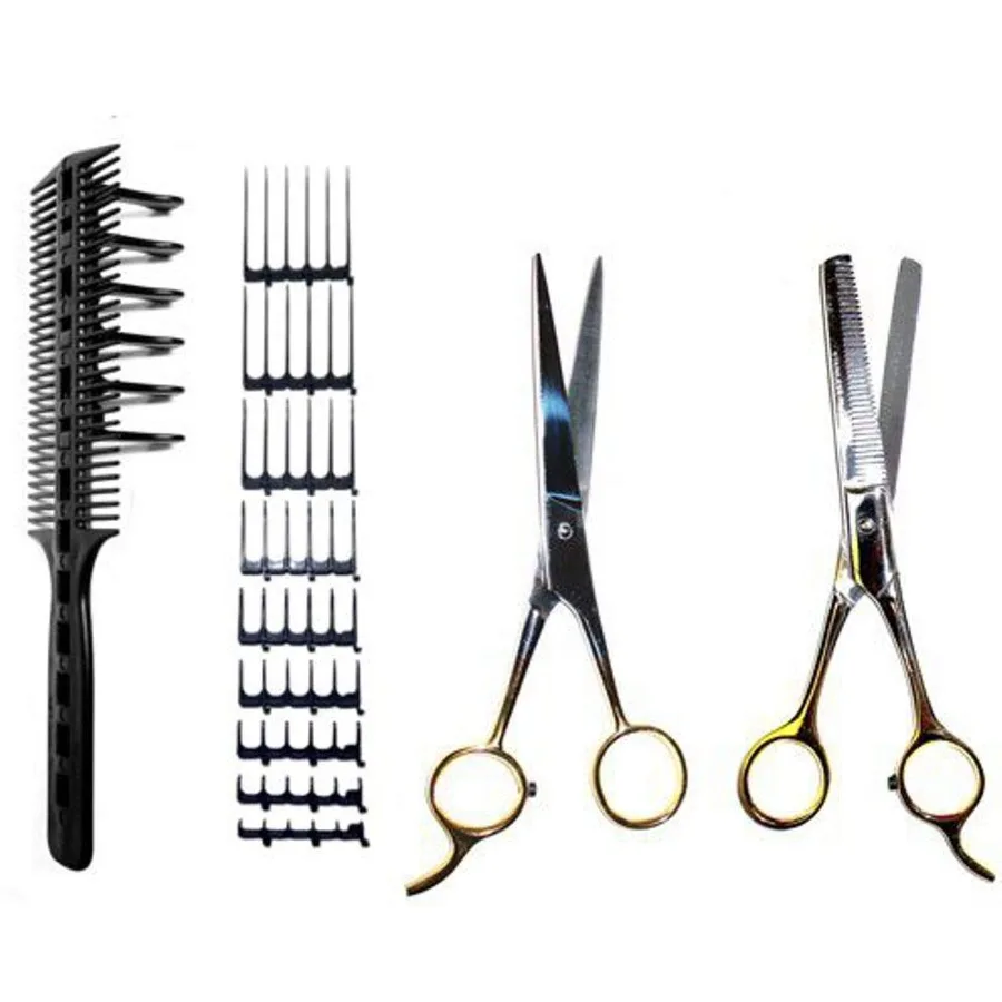 

Scissor Clipper Over Comb Hair Cutting Tool - Barber Hair Cutting Kit - DIY Home Hair Cutting Guide Comb Set Jumbo Value-Pack B