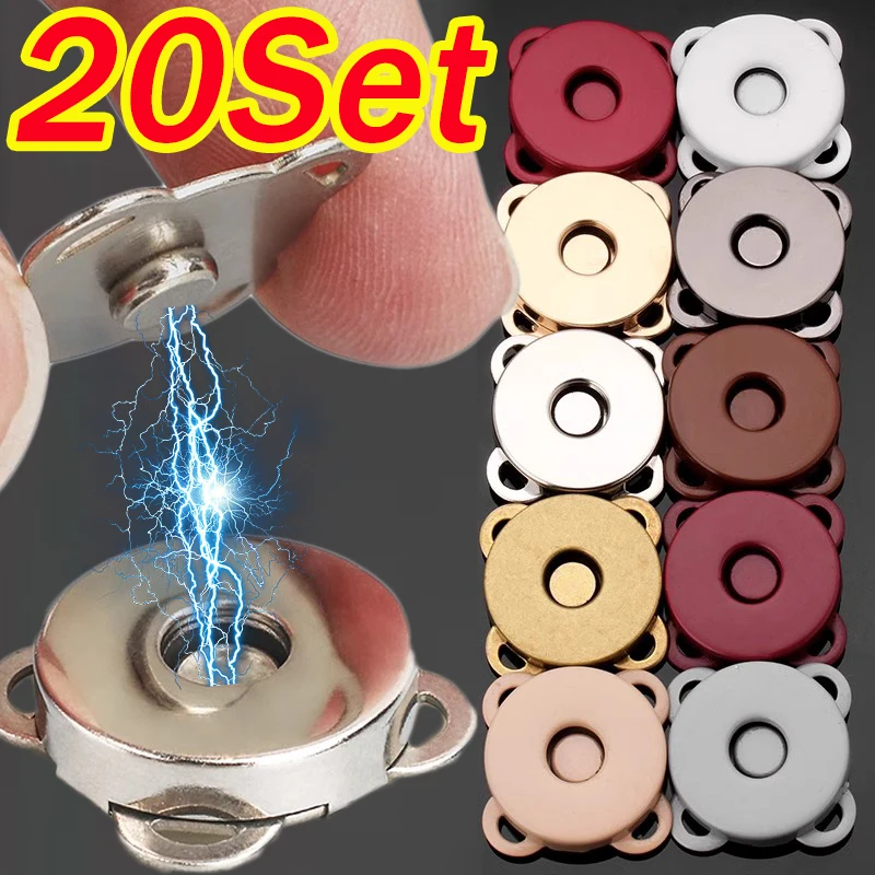 2/20pcs DIY Sewing Metal Magnetic Snaps Clasps for Purse Handbags Making Buttons Locks Plum Blossom Pins Clothes Craft Buttons