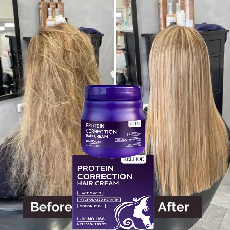 Keratin-Glättungs-Haarmaske, stellt das Haar wieder her, glänzender Glätteisen, Tiefenreparatur-Conditioner für trockenes, geschädigtes, krauses Haar