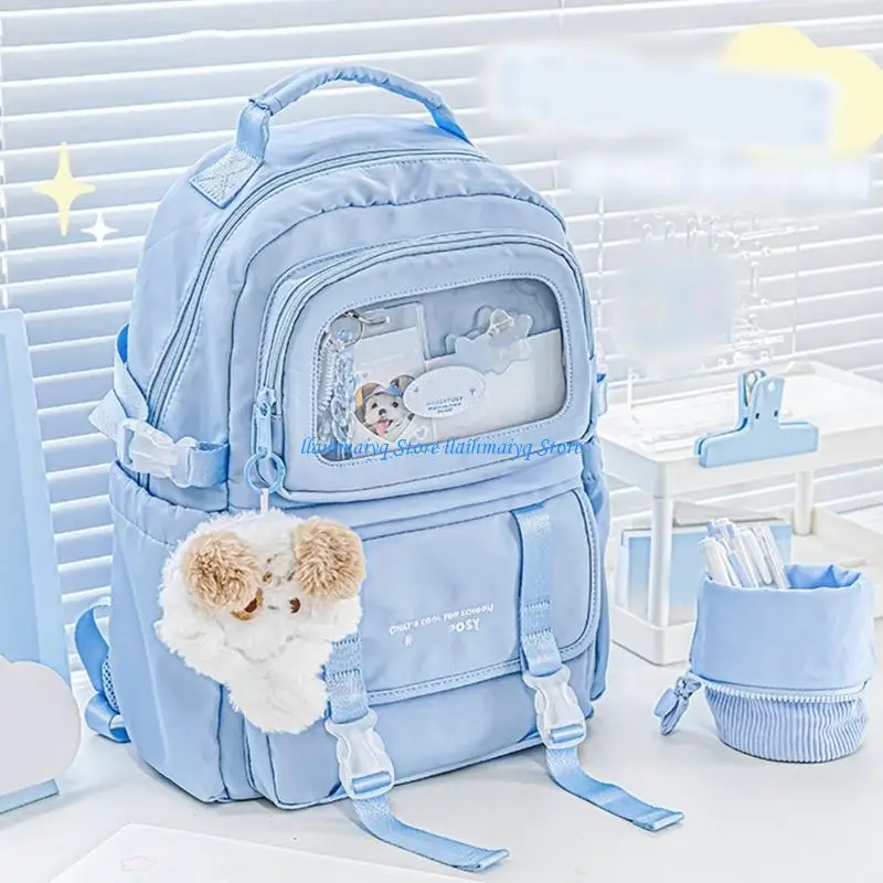 573B Lovely Backpack for School Anime Cosplay Clear Pins Display Backpack Daypack for Girl Aesthetic Ita Backpack with Insert