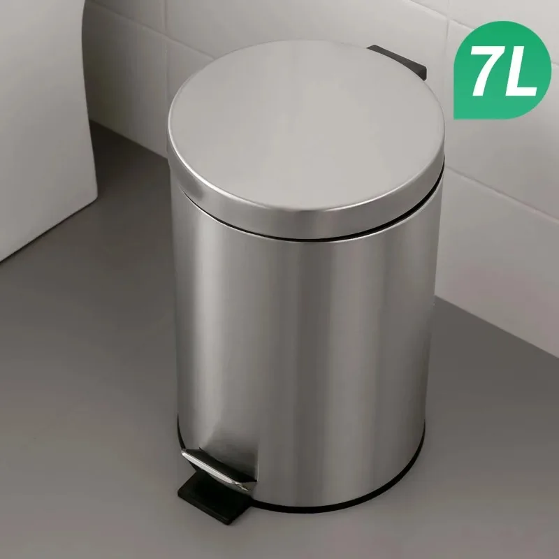 

Мусорное ведро из нержавеющей стали на 7 л с педалью, для отелей и ресторанов, с замедленным открыванием, бесшумное, с крышкой-раскладушкой