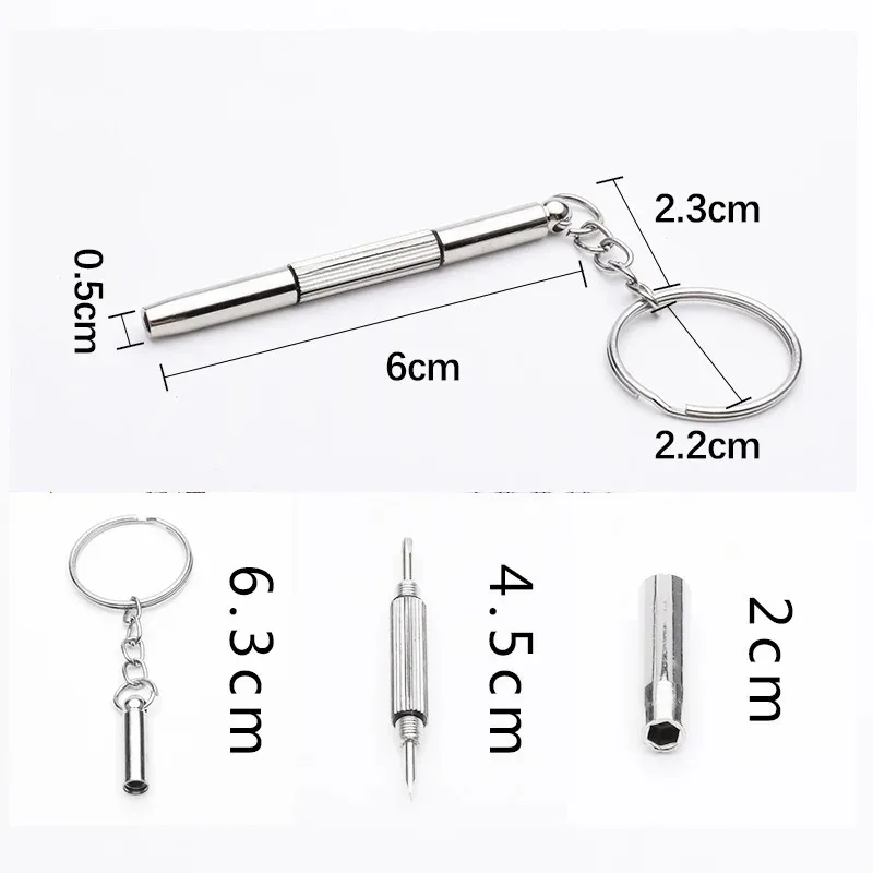 Steel Glasses Screwdriver Eyeglass Screwdriver Watch Repair Kit with Keychain Portable Hand Tools Precision Screwdriver Tools