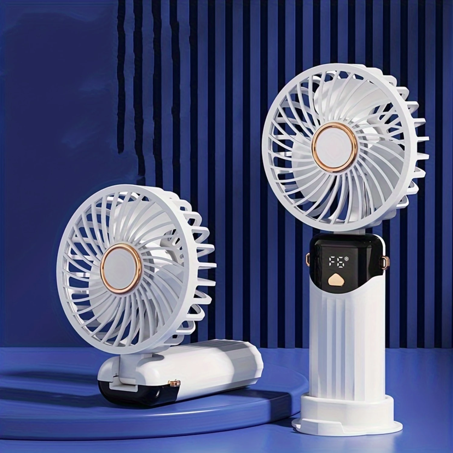 1pc Handheld Portable Fan, Showing Battery Capacity, 6 Switchable Wind Speeds, Strong Wind Power, Usb And Battery Powered, Handh