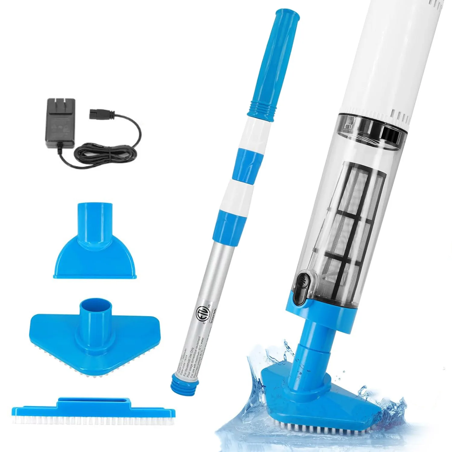 

Handheld Vacuum Pool Cleaner Vacuums with Telescopic Pole, 3 in 1 Rechargeable Pool Vacuum, Portable Pool Cleaner for Hot Tub,