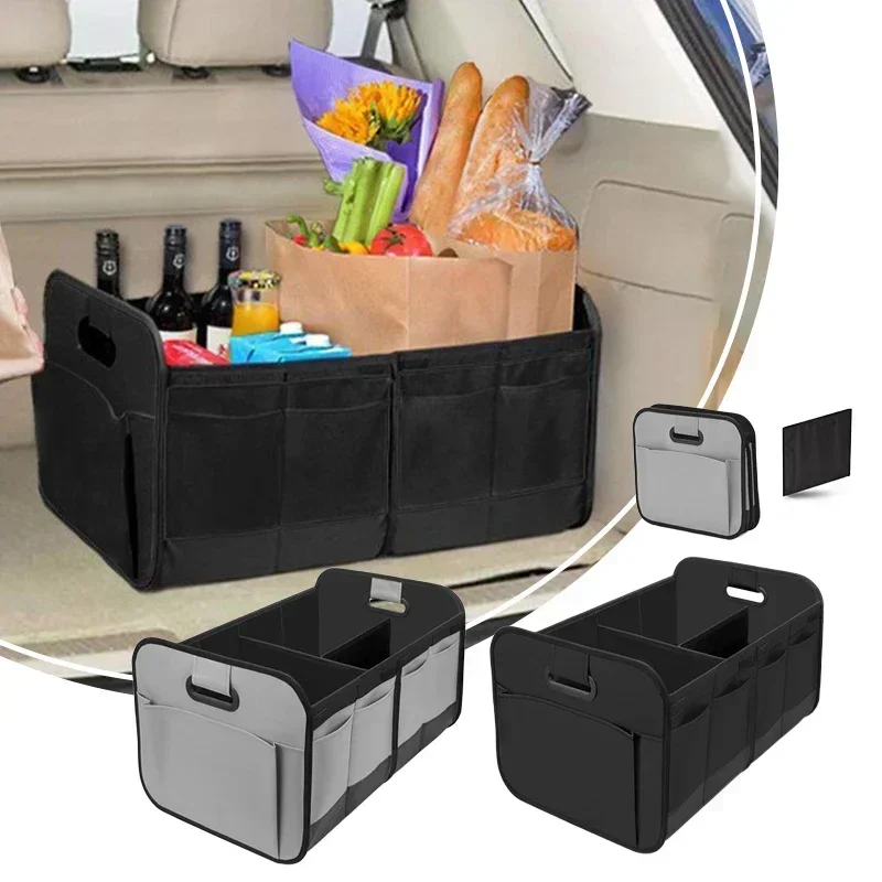 Collapsible Oxford Car Trunk Organizer with Reinforced Handles & Multi-Compartments. Fits All Cars, SUVs, Vans.