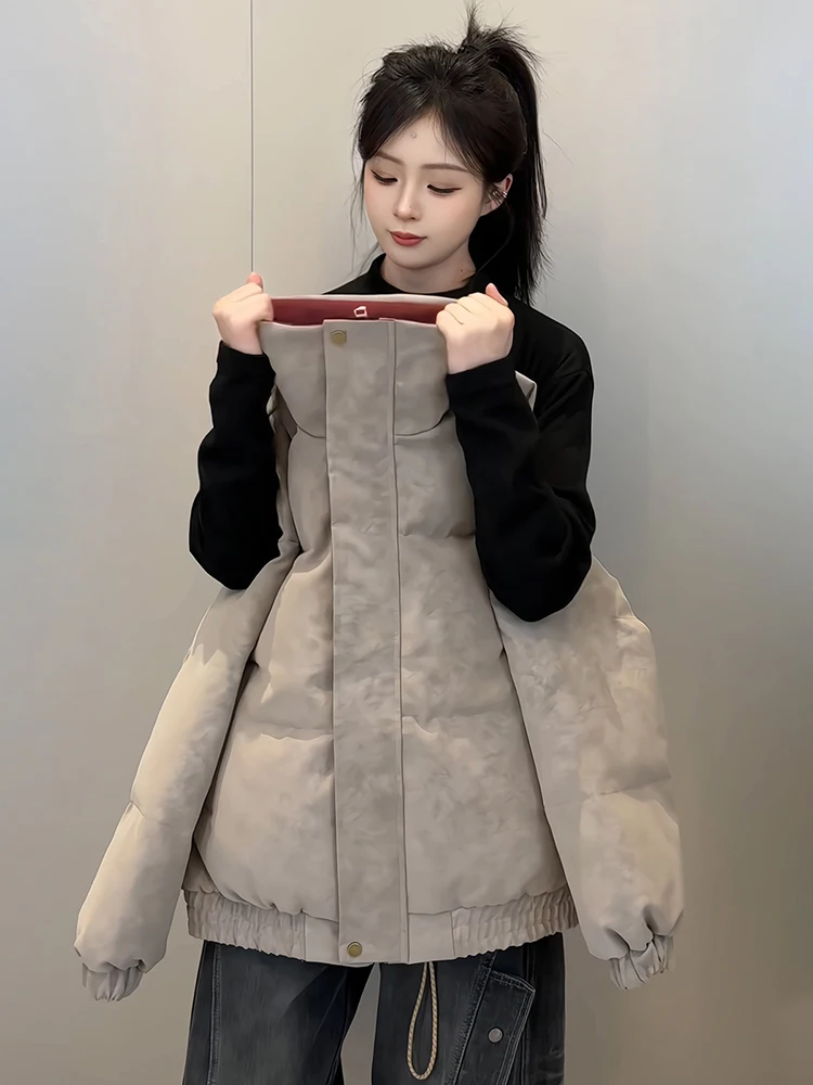 

ay American Dyed PU Leather down Cotton Jaet Men's Winter Thi Warm Cotton Coat Stand Collar Tee-Proof Bread Coat