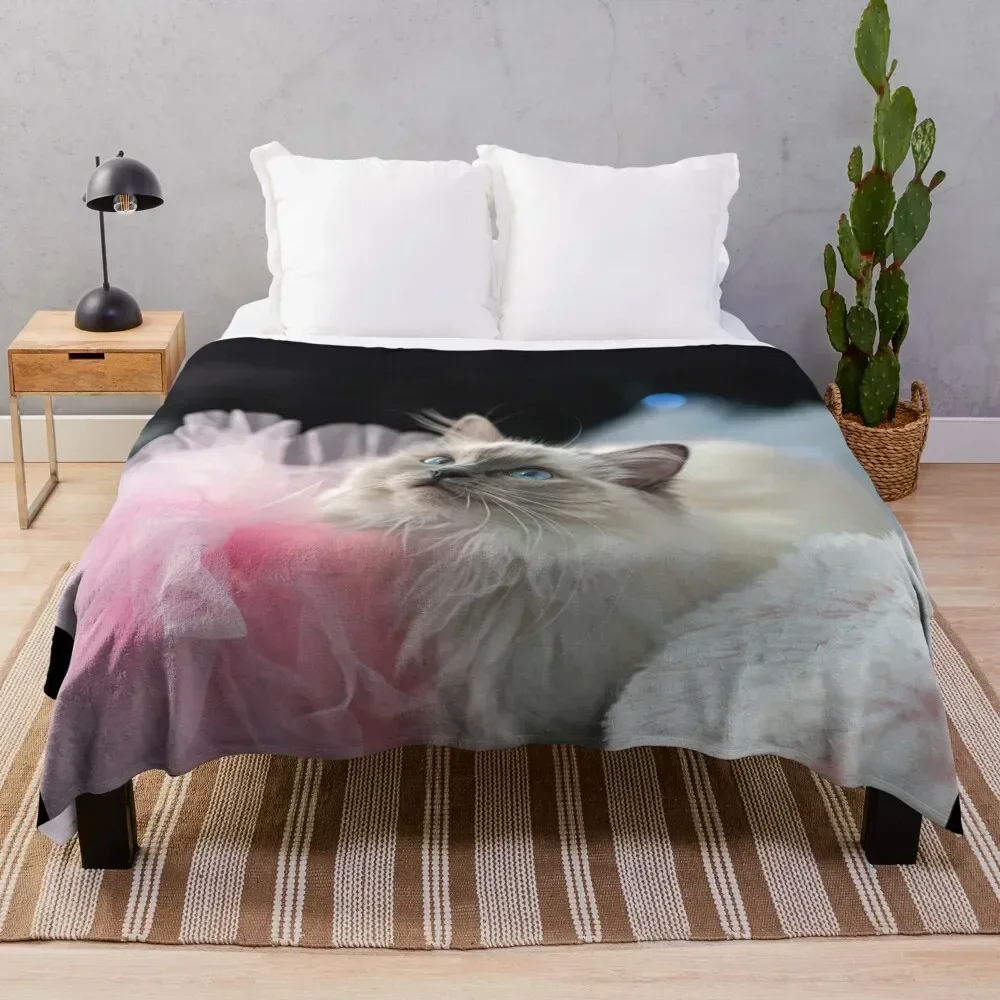 

Sweetie the Birman kitten Throw Blanket Decorative Sofa Fashion Sofas Cute Camping Blankets