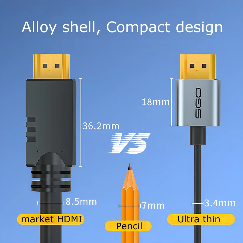 Ultra Thin HDMI 2.1 Cable Coaxial 8K Hyper Super Flexible Slim HDMI Cord 48Gbps eARC HDR 8K 60Hz 4K 120Hz for TV Box PS5 Laptop