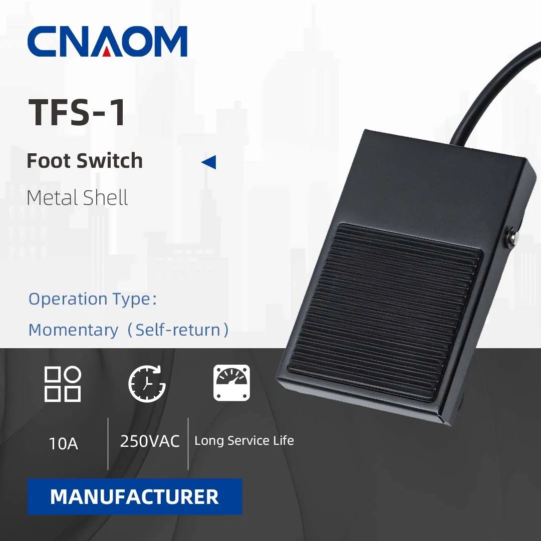 

CNAOM SPDT Nonslip Momentary Electric Power Foot Pedal Switch TFS-1 Metal 10cm Wire Momentary Electric Power Foot Pedal Switch