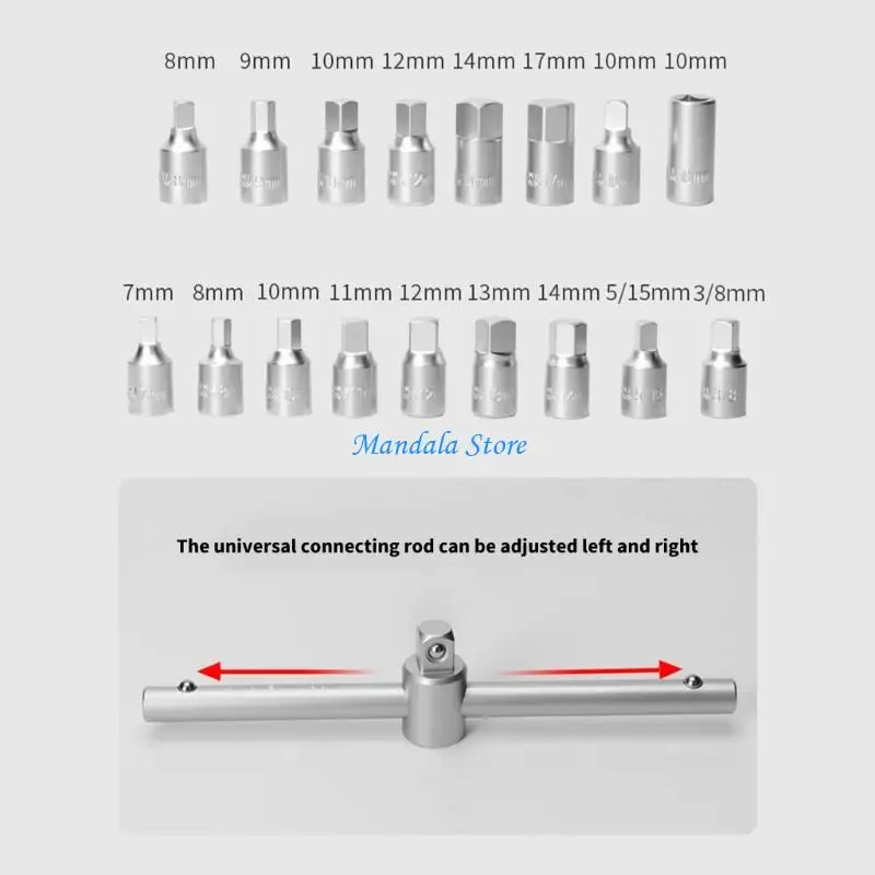 U2JC مجموعة أدوات السيارات الكاملة 18 قطعة مع مقبس مقاوم للتآكل مفتاح رافعة عالمي وحاوية تخزين محمولة #2