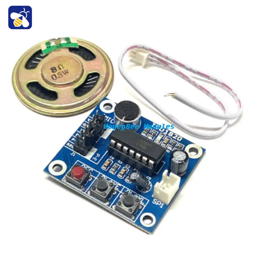 ISD1820 Recording Voice Module Voice Module Recording and Playback Module Board with Microphone 0.5W Speaker