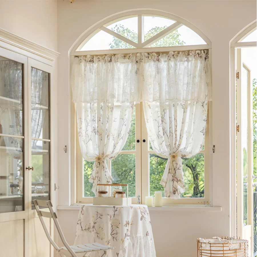 Fensterschleier, amerikanisch, rustikal, durchsichtig, verdicktes Leinen, bedruckte Vorhänge für Wohnzimmer, Esszimmer, Schlafzimmer, Balkon – Detail 6