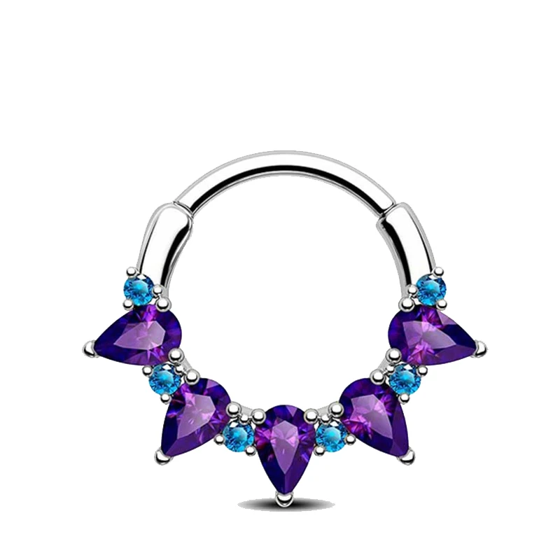 Zircon Nose Ring Hoop with Gemstone Design