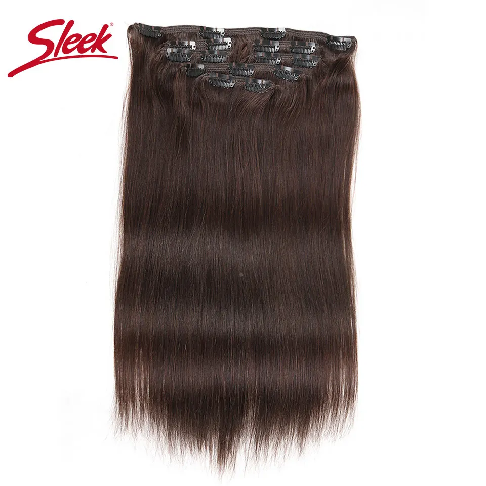 Schlanke Clips im Haar 7 Stück P27/613 # P6/613 # Echthaarverlängerungen, brasilianisches Glatthaar, braun, Farbe 6, # Farbige Remy-Haarverlängerung