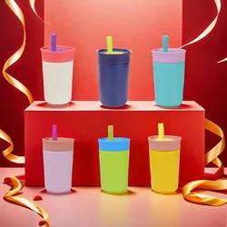 1 PACK 12OZ double wall stainless steel insulated silicone straw foldable straw thermos TumblerCamping  school start party