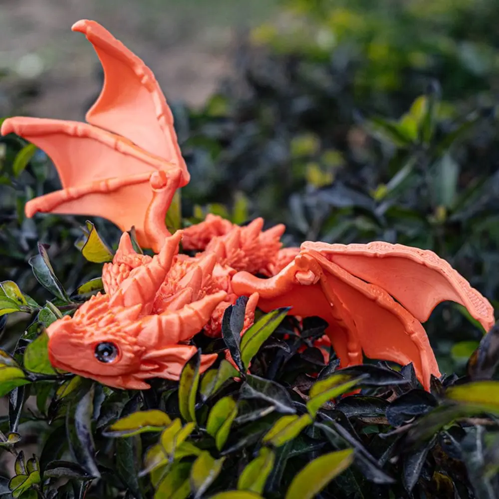 With Wings 3D Printed Flying Dragon Toy Joint Movable Creative Simulated Dragon Ornament Flexible PLA Western Dragon Model