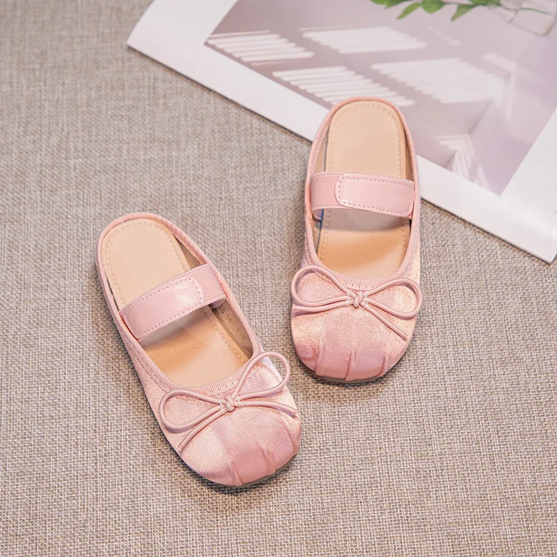 Baby Girls Beautiful Casual Soft Cartoon Bow Flat Sandals Breathable Student Cute Comfortable Hollow Elegant Kids Daily Summer