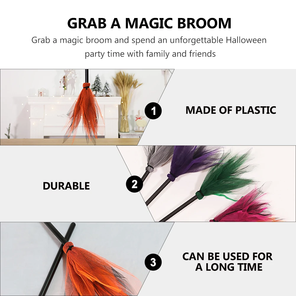 

5 Pcs Decorations Broom Props Toddler Witch Halloween Plastic Performance