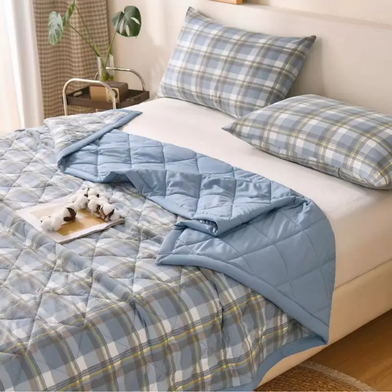 Summer Thin Air Conditioned Comforter Ultrasonic Quilted Quilt Soft Four Season Machine Washable Single Double Blanket