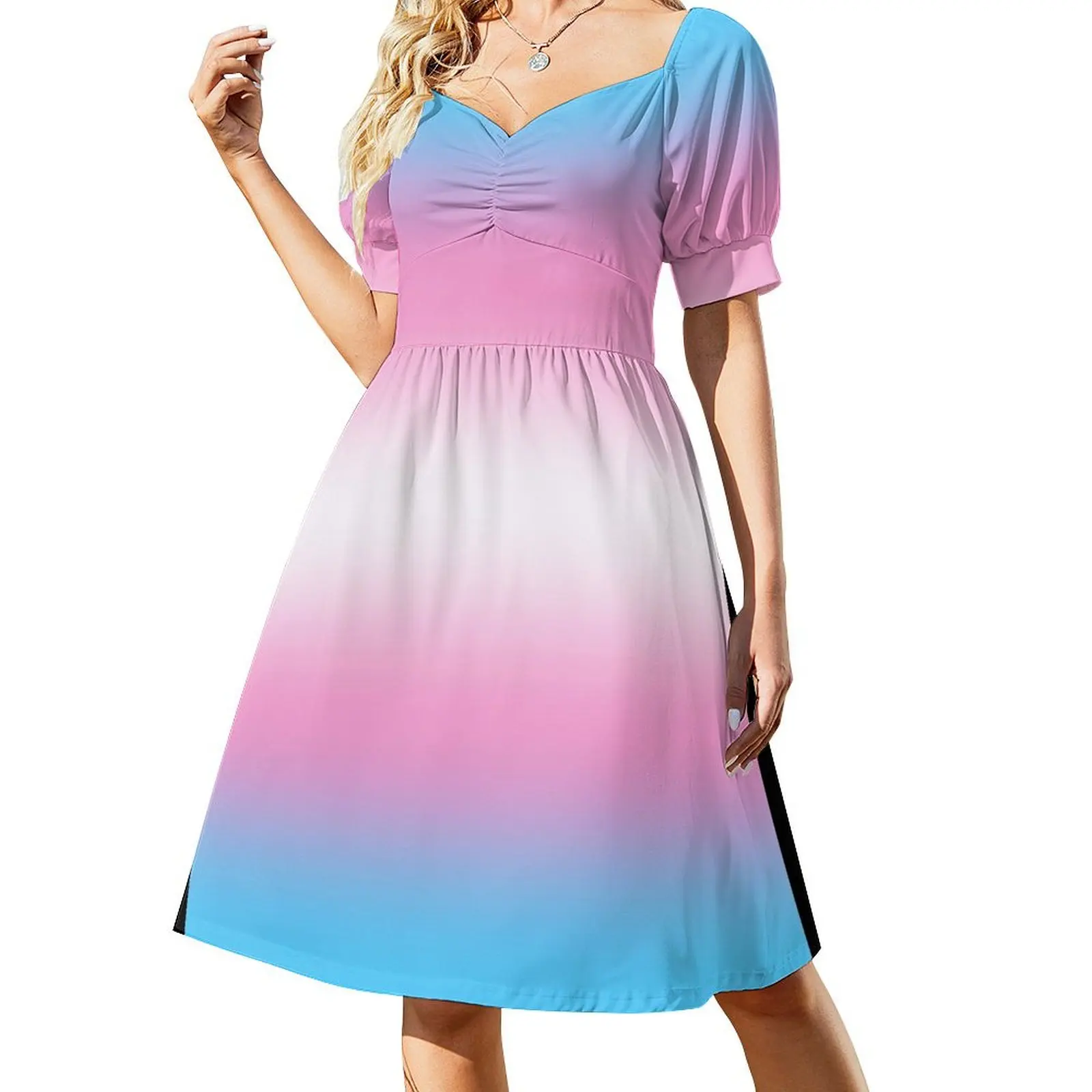 transgender pride flag gradient Short Sleeved Dress Women's dresses women's summer dresses 2025 Dress