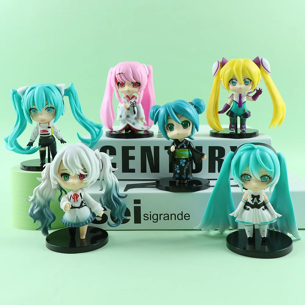 6Pcs/1Set Anime Hatsune Miku Figure Colorful Stage! Feat Shinkansen Henkei Robo Shinkalion Kimono Toy Model Doll Aciton Figure