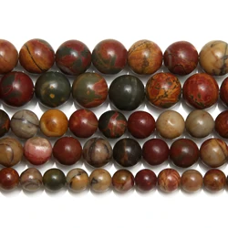Natural Stone Colorful Picasso Jasper Round Loose Beads 15
